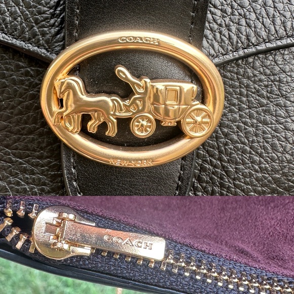 Coach Horse & Carriage Snap Crossbody 19 in Black Pebble & Smooth Leather 2020 - Picture 4 of 9